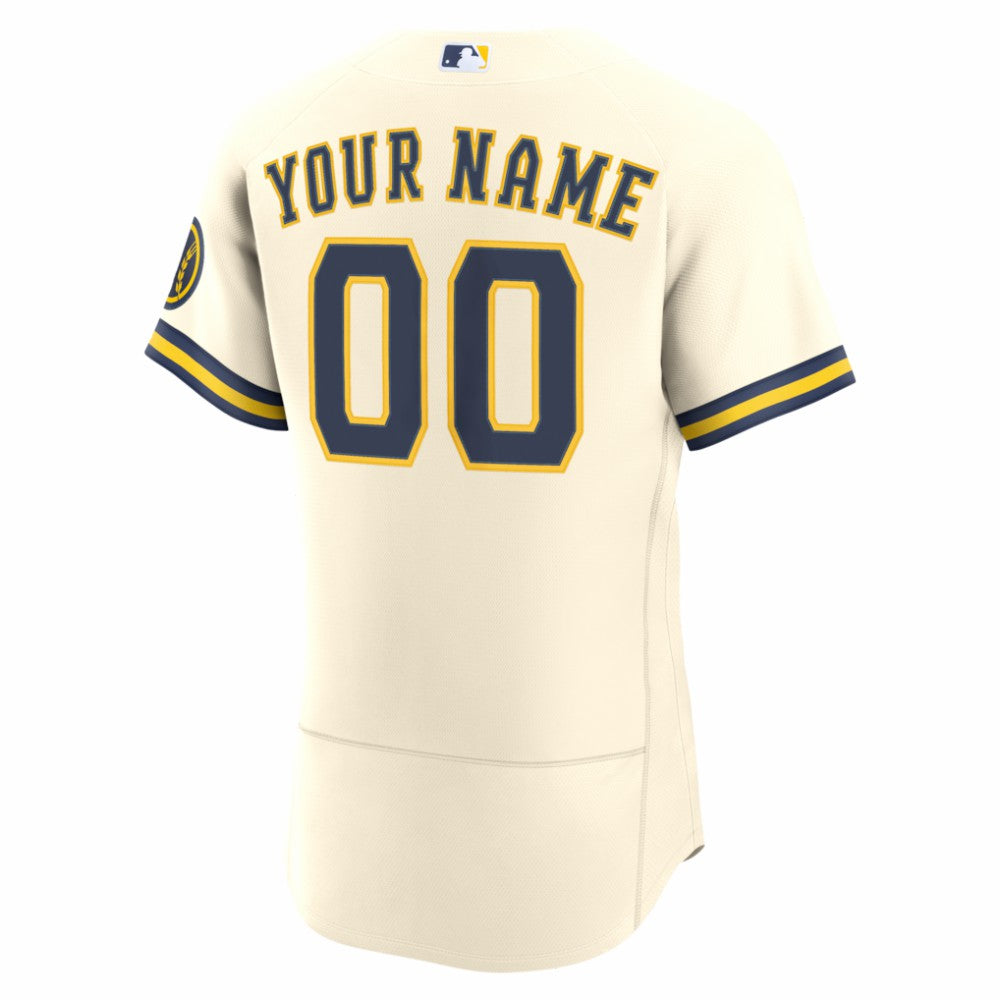 Milwaukee Brewers Home Authentic Custom Jersey Cream