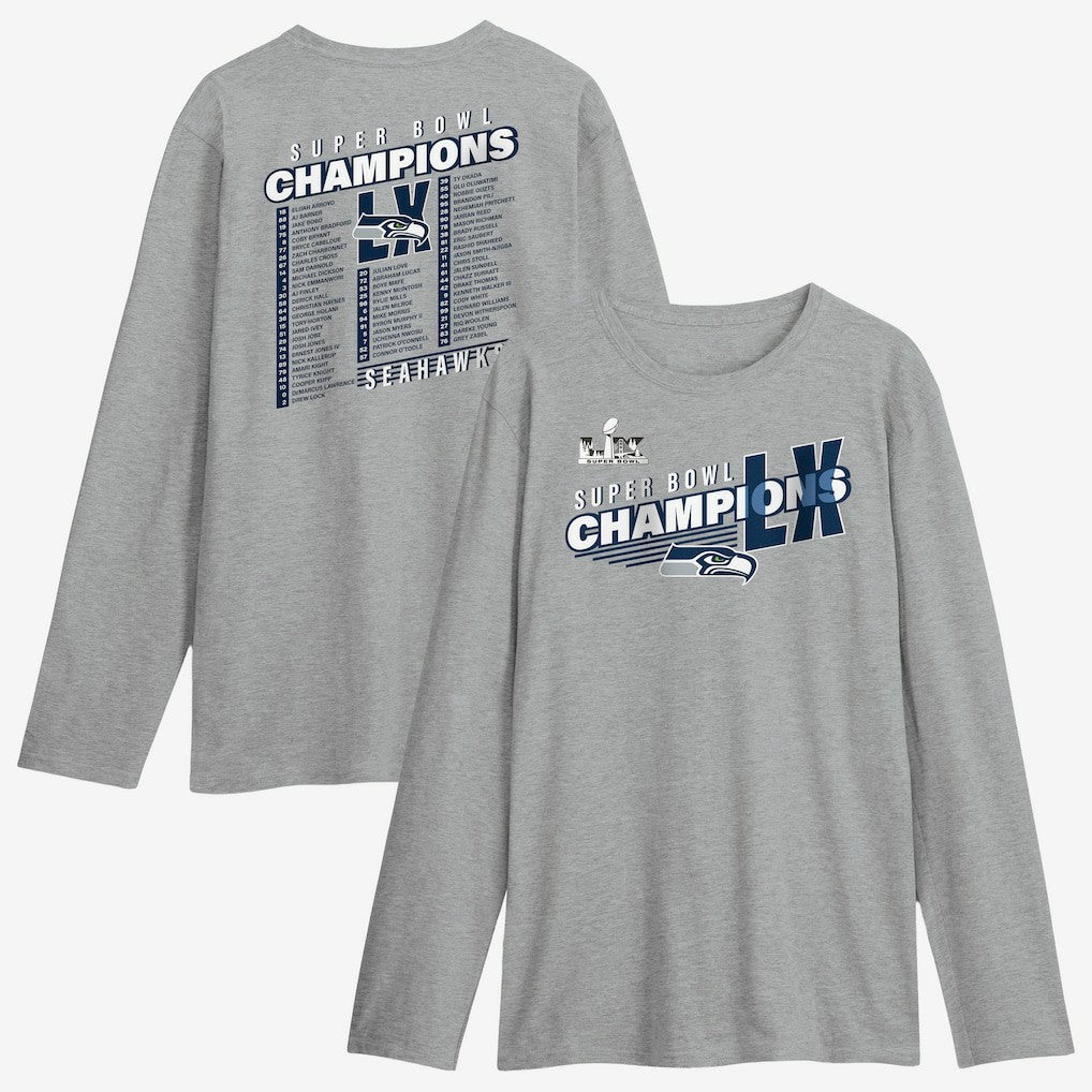 Seattle Seahawks Super Bowl LX Champions Best Teammates Roster Long Sleeve T-Shirt - Steel cheap