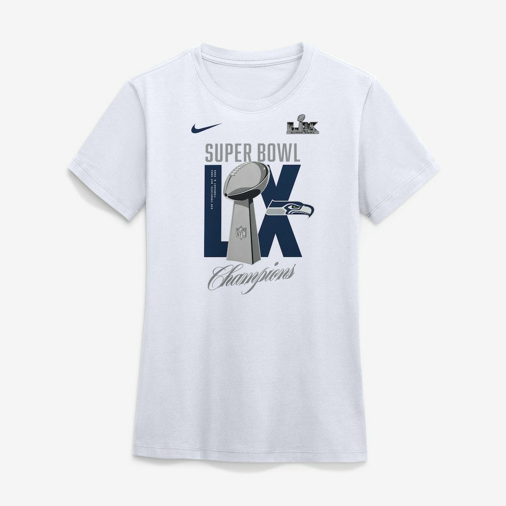 Seattle Seahawks Women's Super Bowl LX Champions Lombardi Trophy T-Shirt - White discount