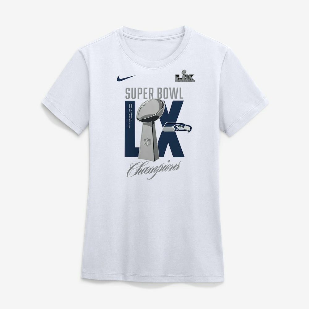 Seattle Seahawks Women's Super Bowl LX Champions Lombardi Trophy T-Shirt - White discount