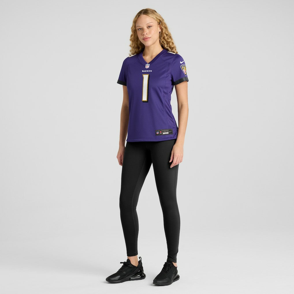 Number 1 Mom Baltimore Ravens Women's Game Jersey - Purple on sale