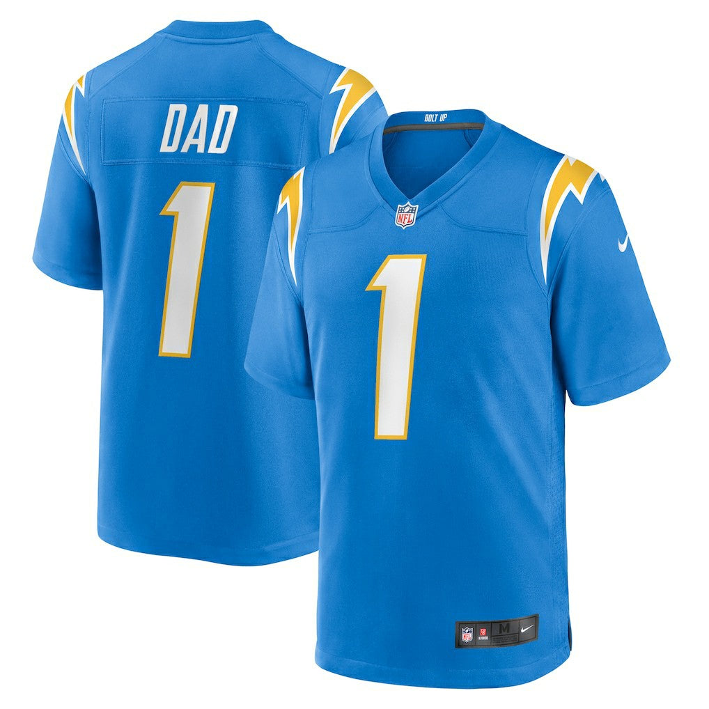 Number 1 Dad Los Angeles Chargers Game Jersey - Powder Blue cheap