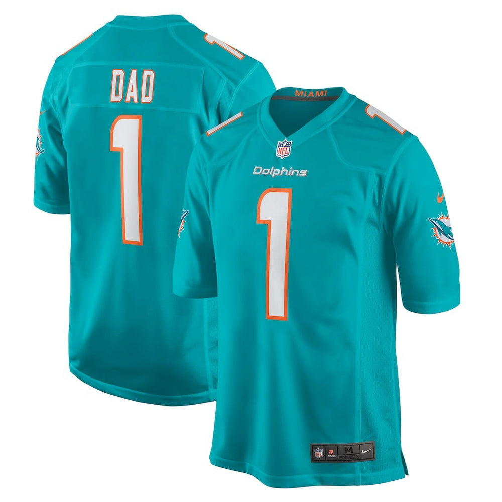 Number 1 Dad Miami Dolphins Game Jersey - Aqua outlet