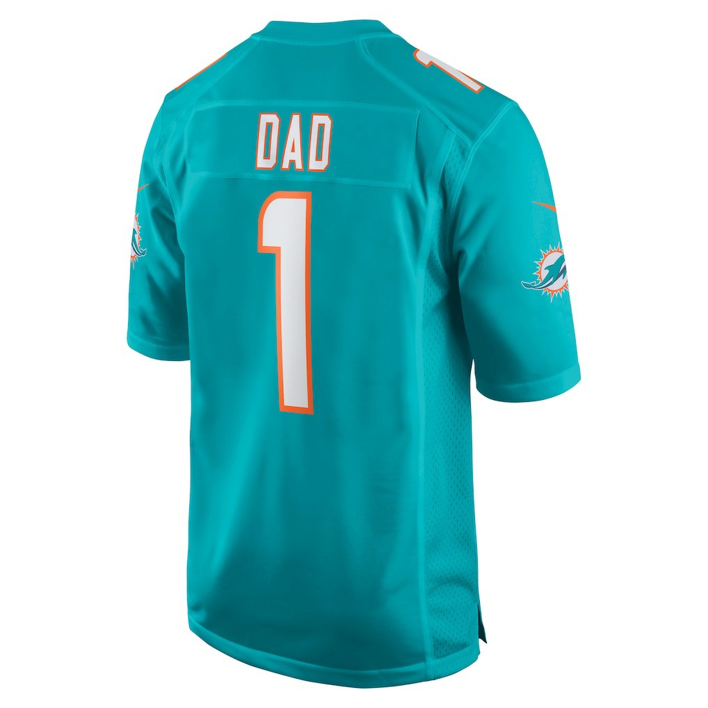 Number 1 Dad Miami Dolphins Game Jersey - Aqua outlet