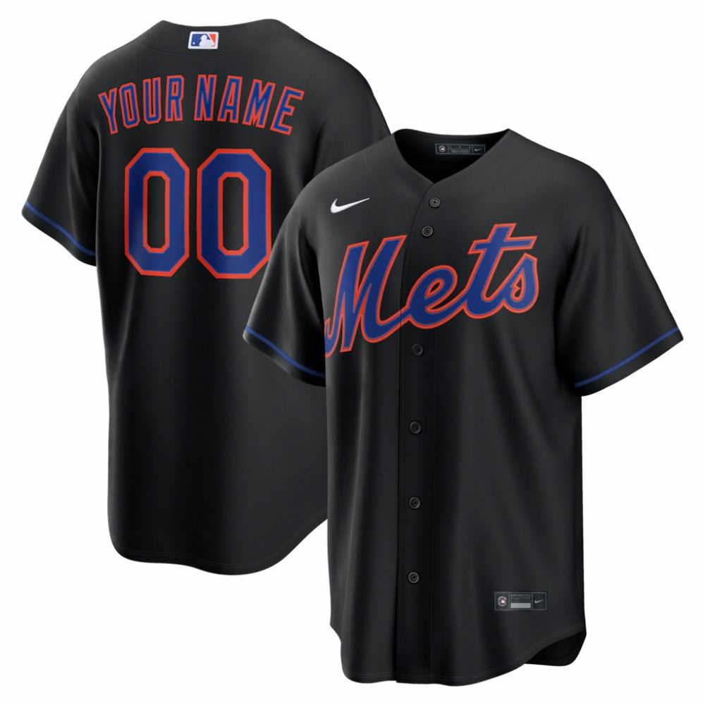 New York Mets Alternate Replica Custom Jersey Black