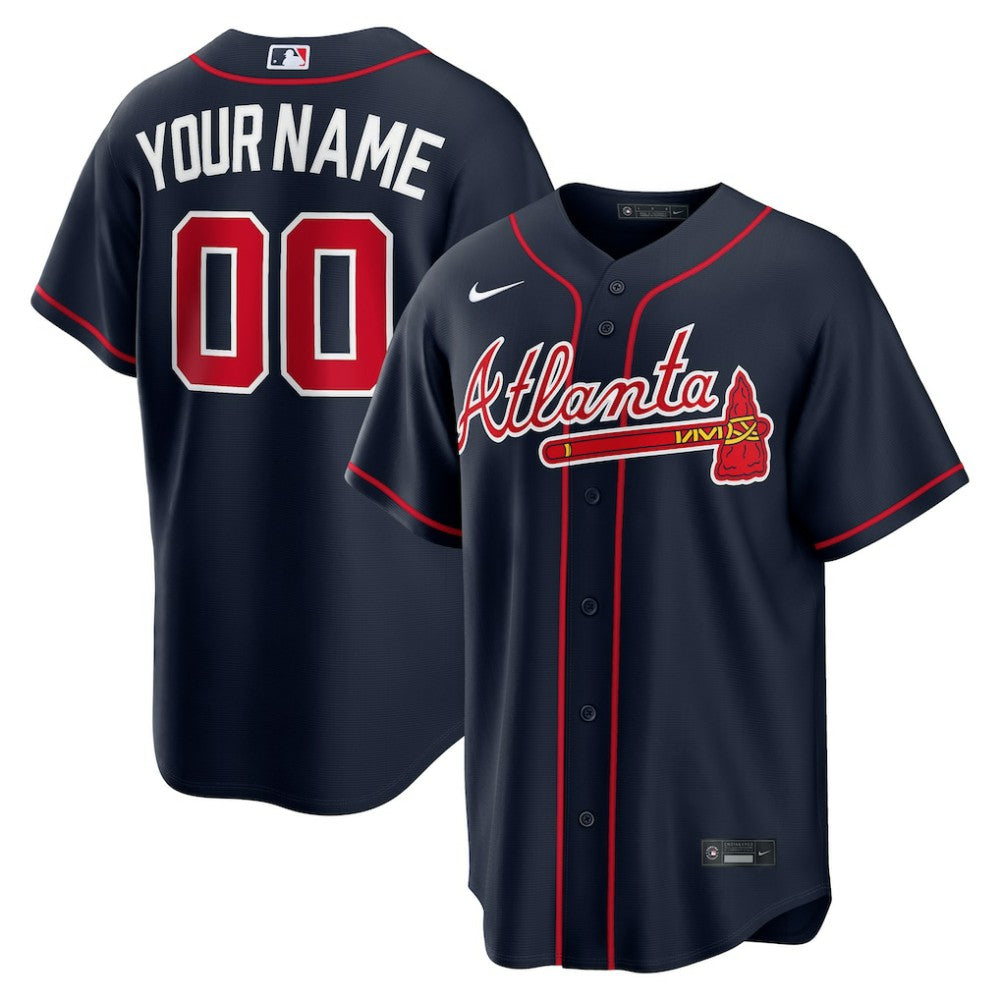 Atlanta Braves Alternate Replica Custom Jersey Navy