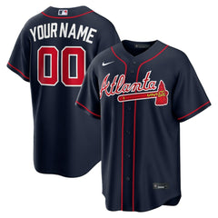 Atlanta Braves Alternate Replica Custom Jersey Navy