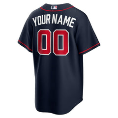 Atlanta Braves Alternate Replica Custom Jersey Navy