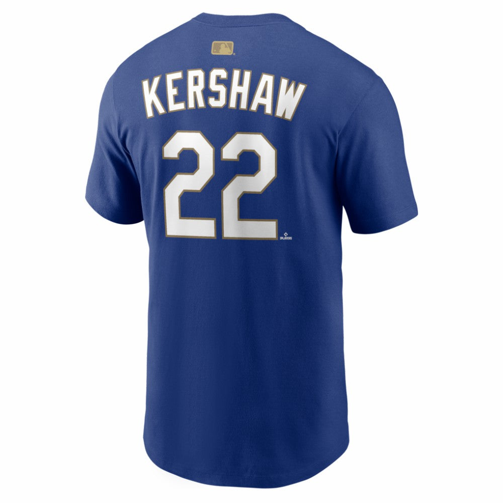 Clayton Kershaw Los Angeles Dodgers 2026 Gold Collection Name & Number T-Shirt Royal