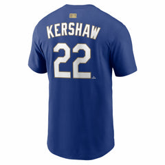 Clayton Kershaw Los Angeles Dodgers 2026 Gold Collection Name & Number T-Shirt Royal