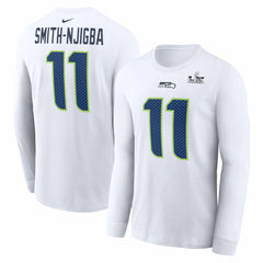 Jaxon Smith-Njigba Seattle Seahawks Super Bowl LX Champions Patch Name & Number Long Sleeve T-Shirt - White sale