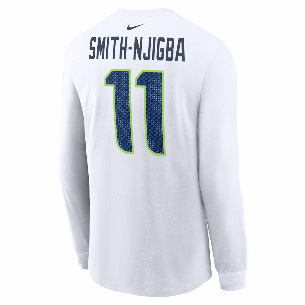 Jaxon Smith-Njigba Seattle Seahawks Super Bowl LX Champions Patch Name & Number Long Sleeve T-Shirt - White sale