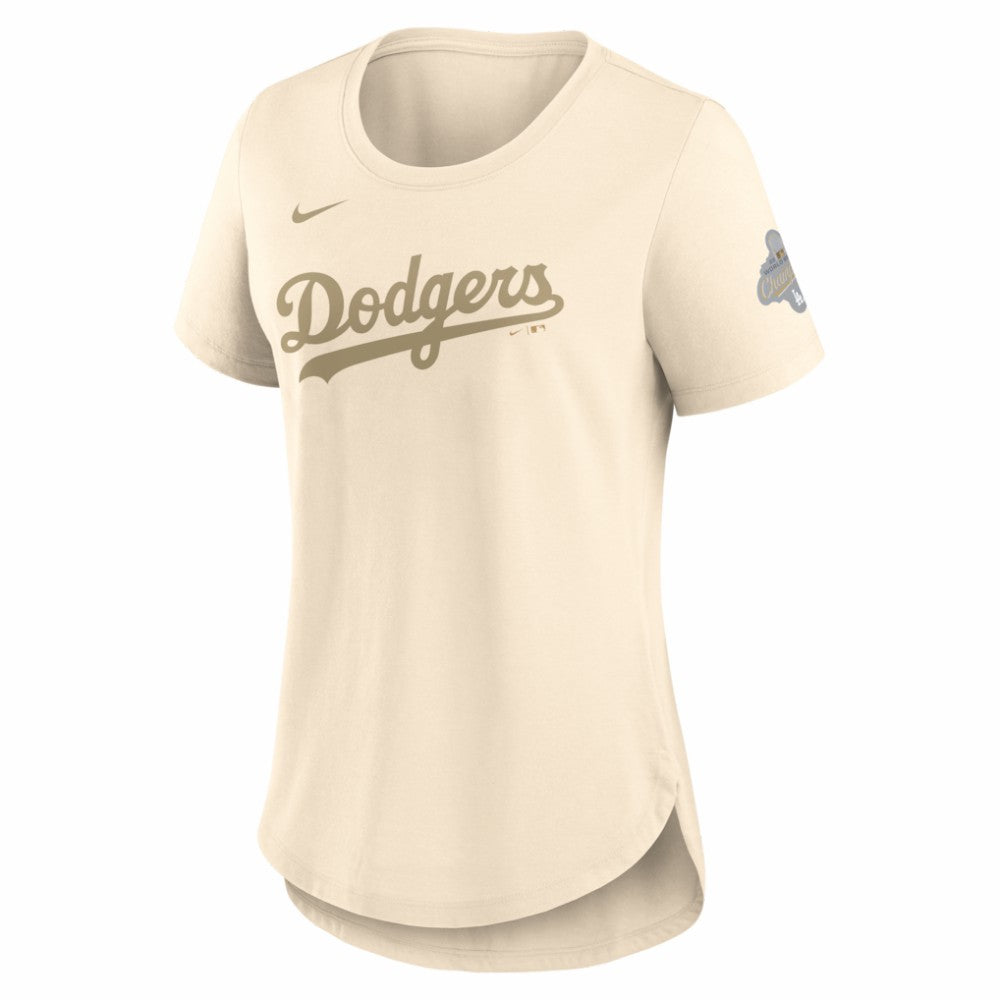 Los Angeles Dodgers Women's 2026 Gold Collection Tri-Blend Wordmark T-Shirt Natural