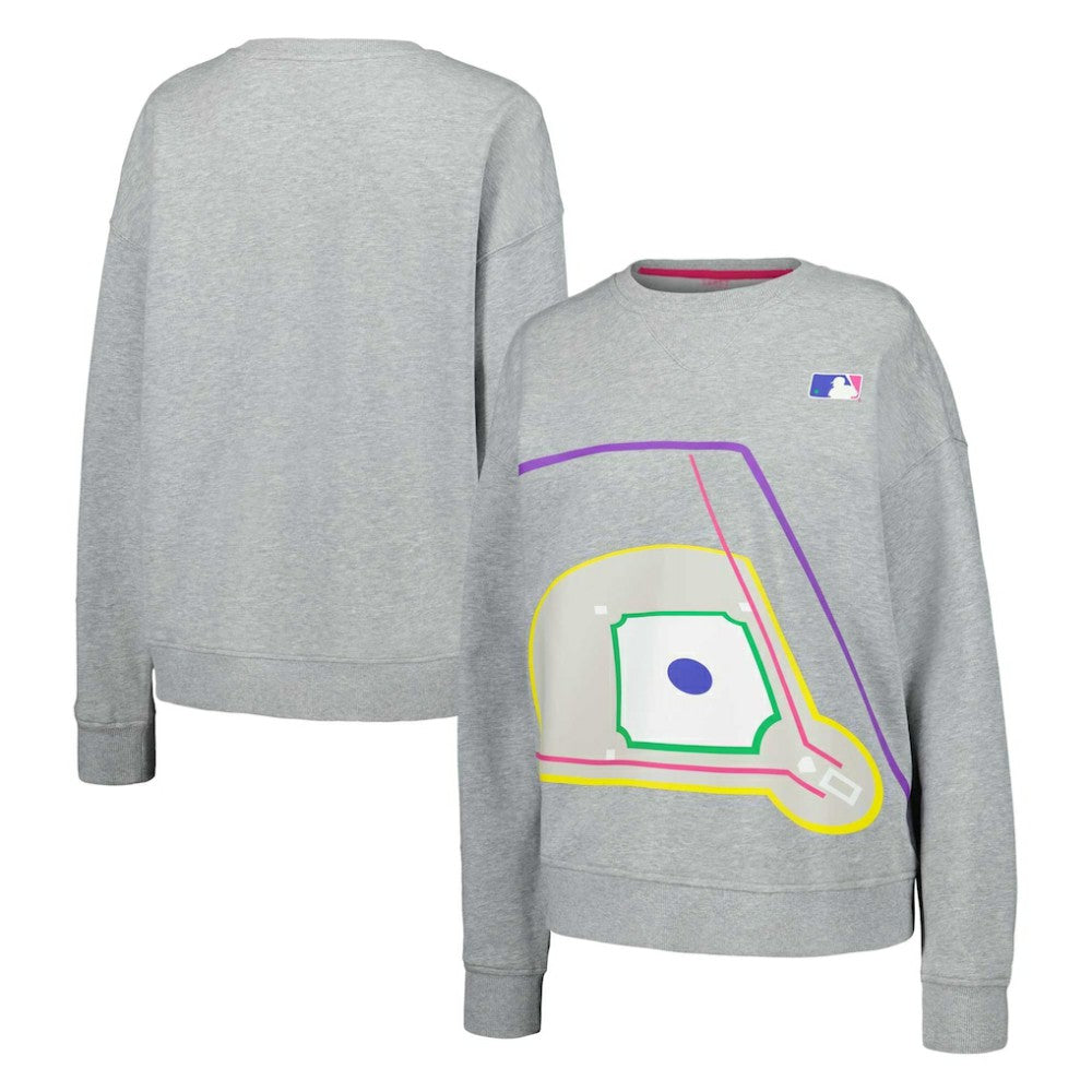 Terez MLB Women's Baseball Field Pullover Sweatshirt Gray