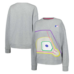 Terez MLB Women's Baseball Field Pullover Sweatshirt Gray