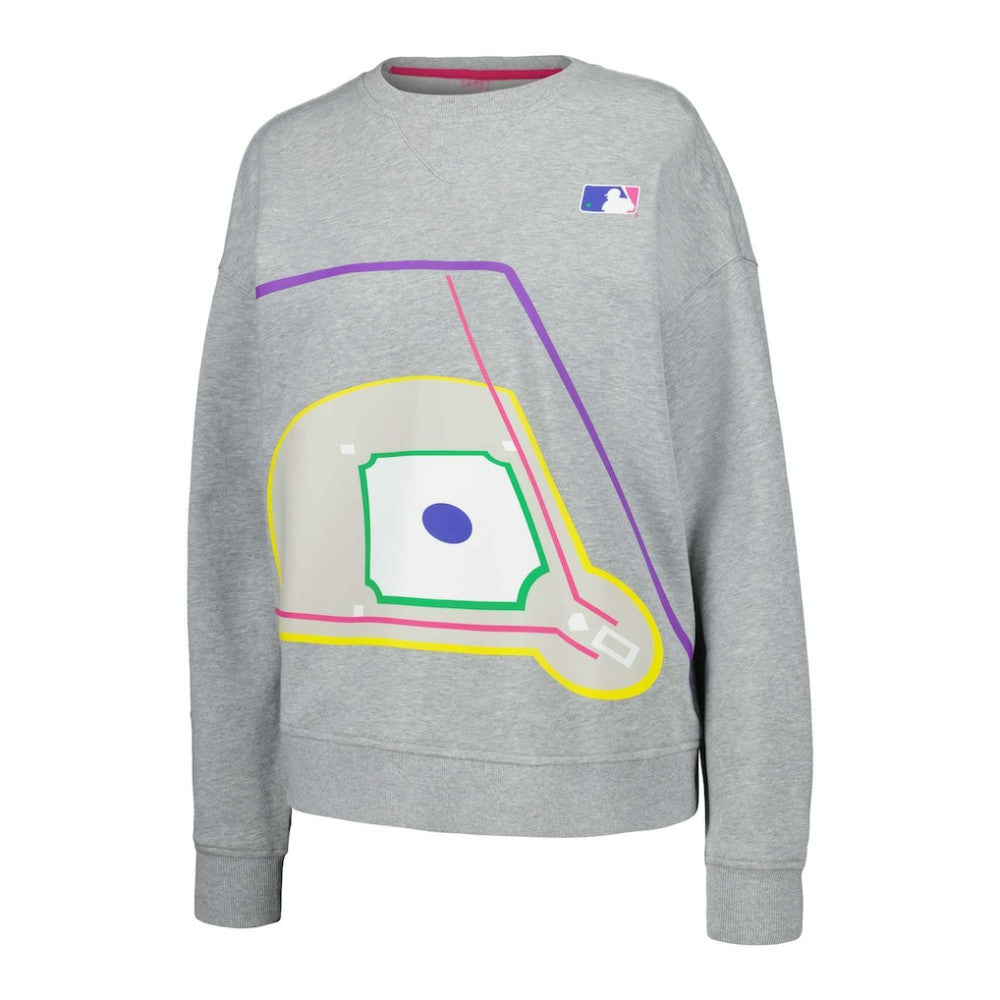 Terez MLB Women's Baseball Field Pullover Sweatshirt Gray
