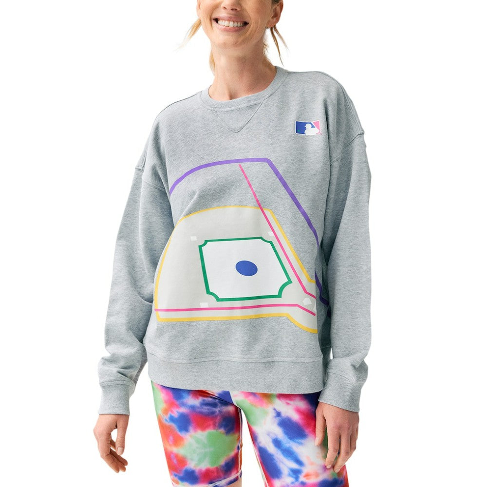 Terez MLB Women's Baseball Field Pullover Sweatshirt Gray