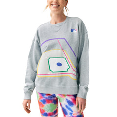 Terez MLB Women's Baseball Field Pullover Sweatshirt Gray