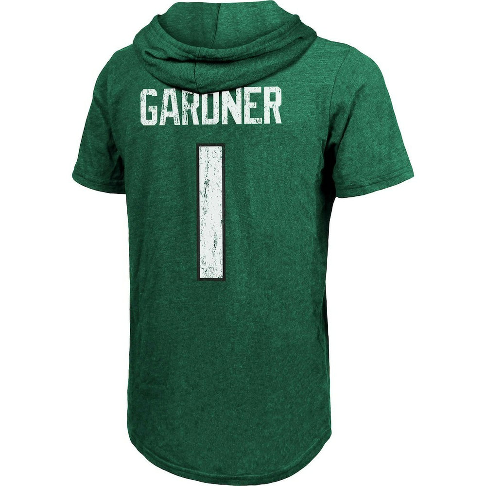 Ahmad Sauce Gardner New York Jets Majestic Threads Player Name & Number Tri-Blend Hoodie T-Shirt - Heather Green for sale