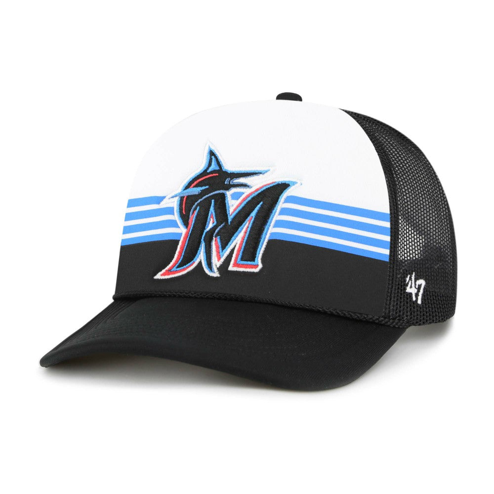 Miami Marlins Lift Off Foam Front Mesh Trucker Adjustable Hat Black