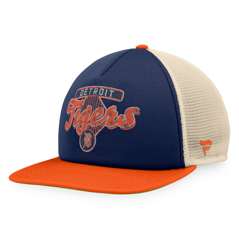 Detroit Tigers Cooperstown Collection Talley Foam Trucker Snapback Hat Navy/Orange