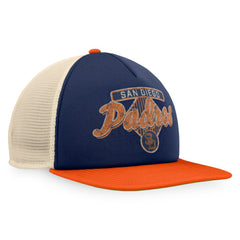 San Diego Padres Cooperstown Collection Talley Foam Trucker Snapback Hat Navy/Orange