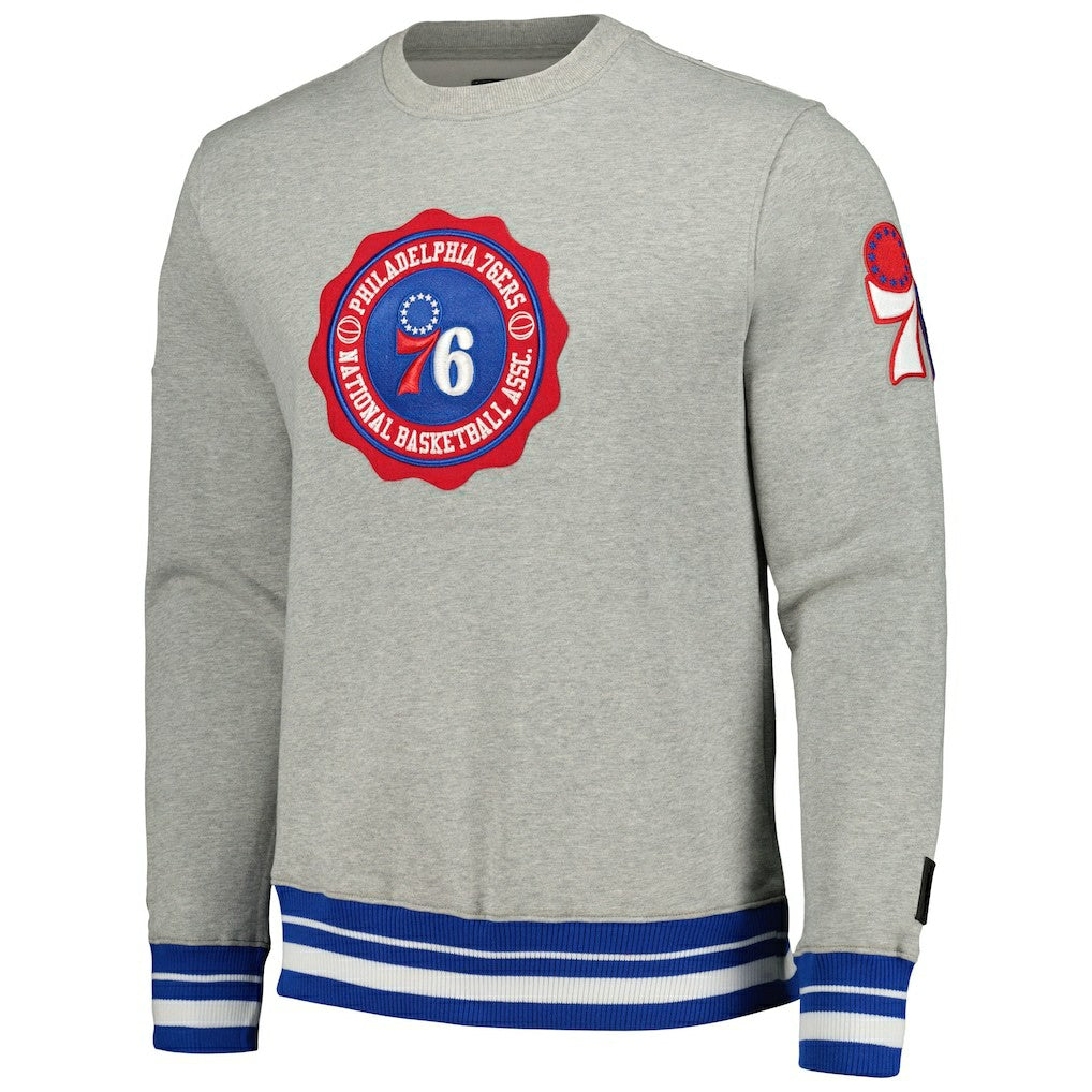 Philadelphia 76ers Pro Standard Crest Emblem Pullover Sweatshirt - Heather Gray on sale