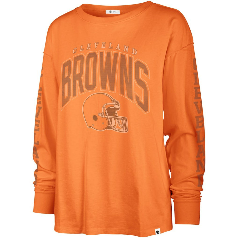 Cleveland Browns '47 Women's Tom Cat Lightweight Long Sleeve T-Shirt - Orange for sale