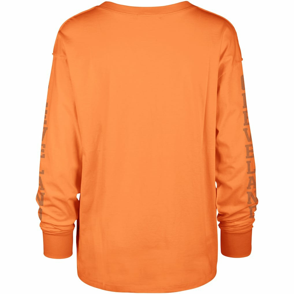 Cleveland Browns '47 Women's Tom Cat Lightweight Long Sleeve T-Shirt - Orange for sale