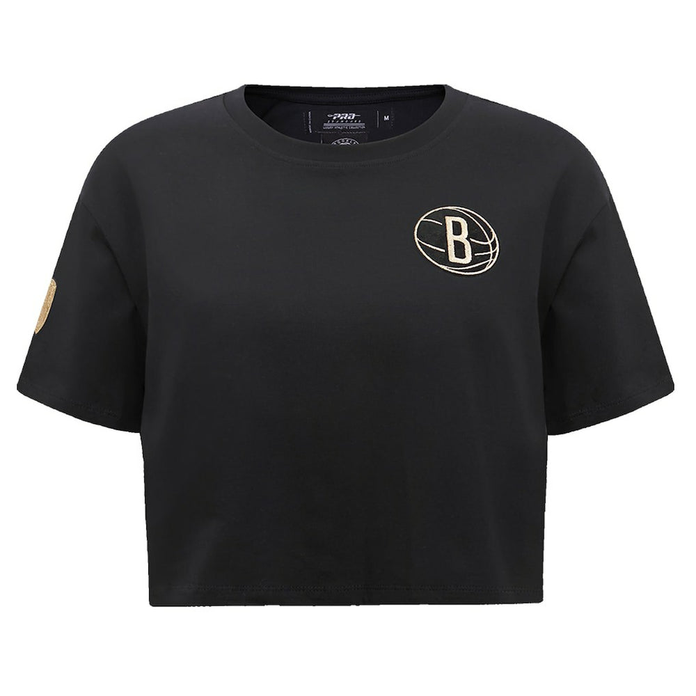 Brooklyn Nets Pro Standard Women's Holiday Glam Boxy T-Shirt - Black online