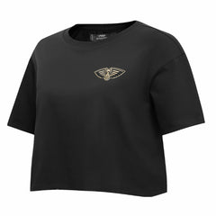 New Orleans Pelicans Pro Standard Women's Holiday Glam Boxy T-Shirt - Black for sale