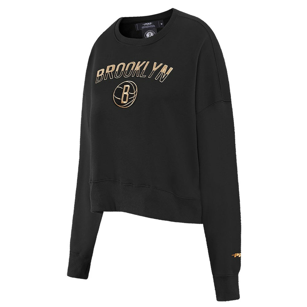 Brooklyn Nets Pro Standard Women's Glam Cropped Pullover Sweatshirt - Black shop
