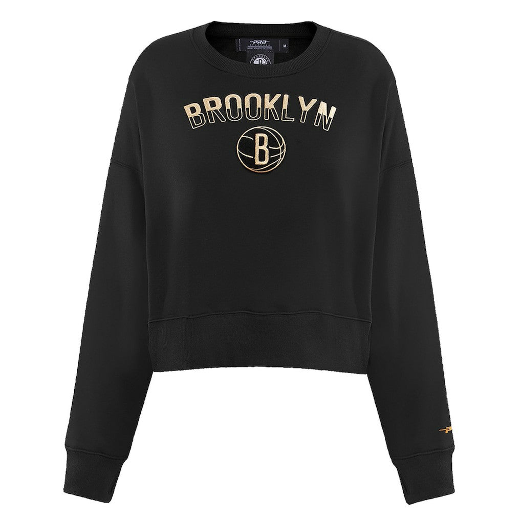 Brooklyn Nets Pro Standard Women's Glam Cropped Pullover Sweatshirt - Black shop