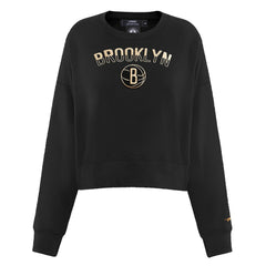 Brooklyn Nets Pro Standard Women's Glam Cropped Pullover Sweatshirt - Black shop