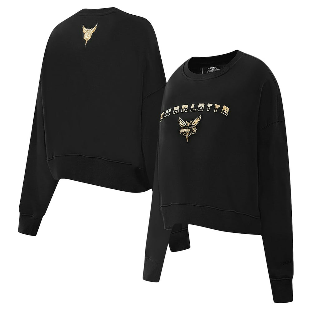 Charlotte Hornets Pro Standard Women's Glam Cropped Pullover Sweatshirt - Black online
