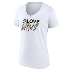 Pittsburgh Steelers Women's Love Wins V-Neck T-Shirt - White sale