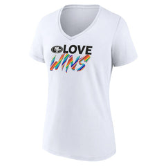 San Francisco 49ers Women's Love Wins V-Neck T-Shirt - White outlet