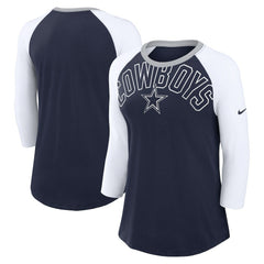 Dallas Cowboys Women's Knockout Arch Raglan Tri-Blend 3/4-Sleeve T-Shirt - Navy/White sale