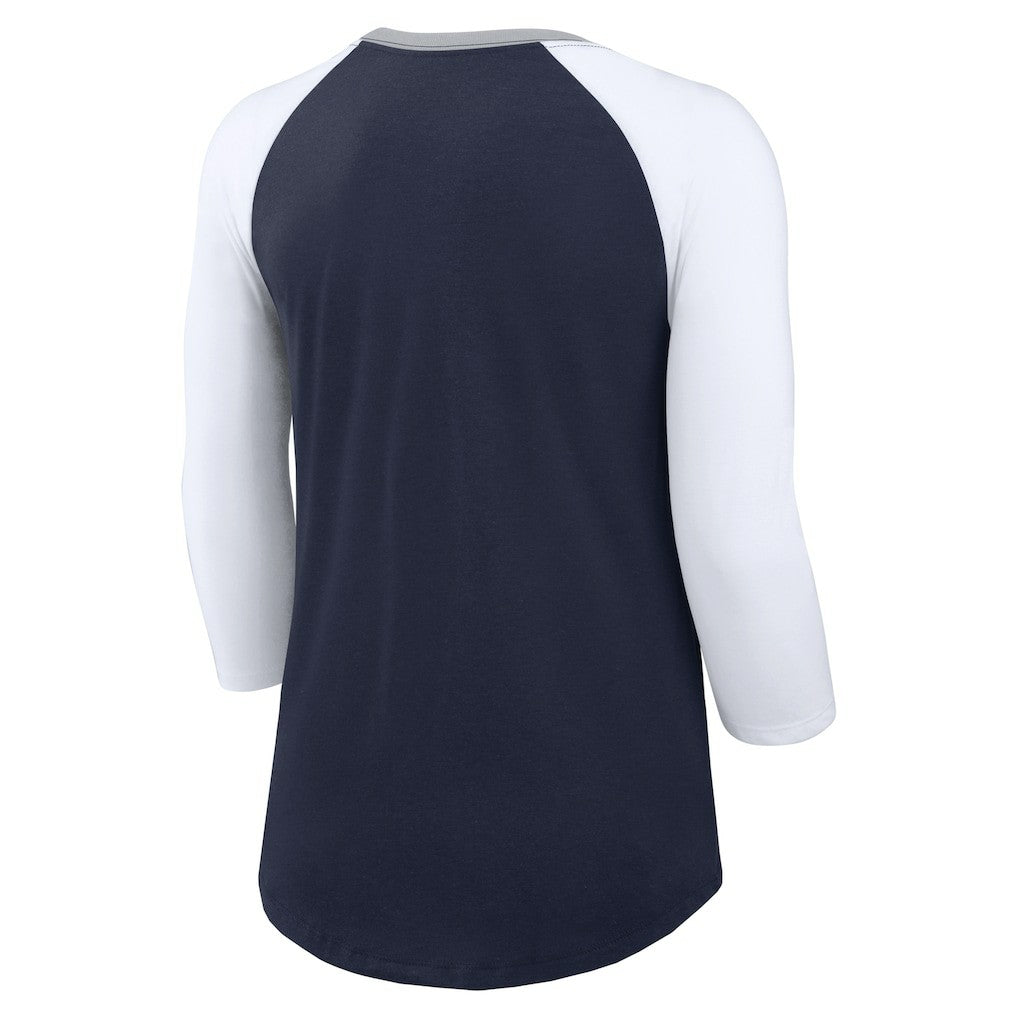 Dallas Cowboys Women's Knockout Arch Raglan Tri-Blend 3/4-Sleeve T-Shirt - Navy/White sale