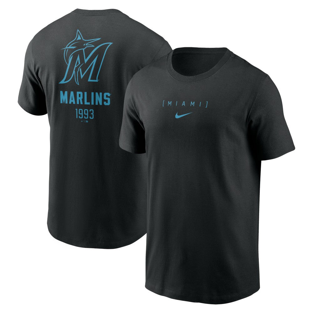Miami Marlins Large Logo Back Stack T-Shirt Black