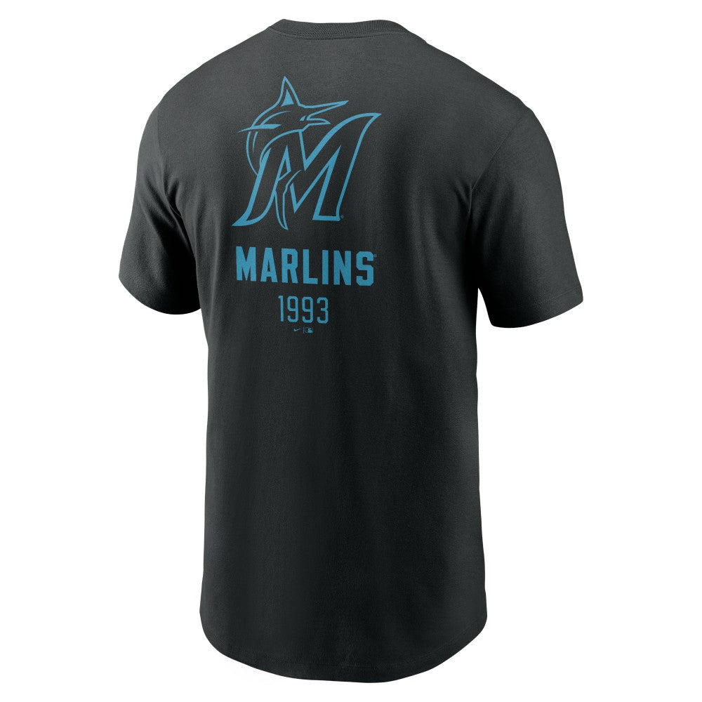 Miami Marlins Large Logo Back Stack T-Shirt Black