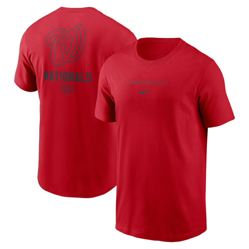 Washington Nationals Large Logo Back Stack T-Shirt Red
