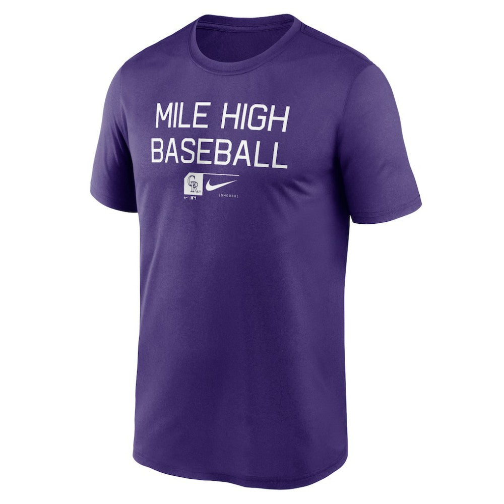Colorado Rockies Baseball Phrase Legend Performance T-Shirt Purple