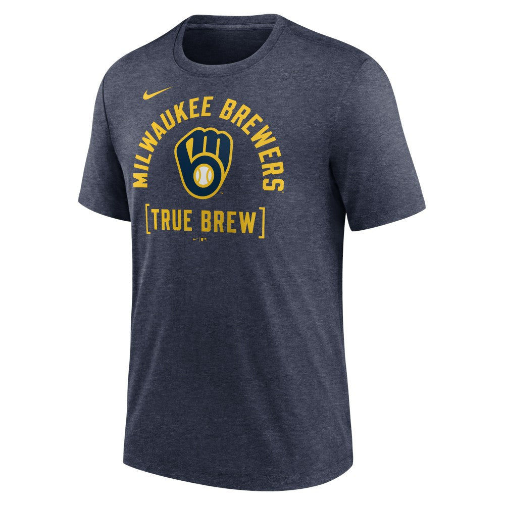 Milwaukee Brewers Swing Big Tri-Blend T-Shirt Heather Navy