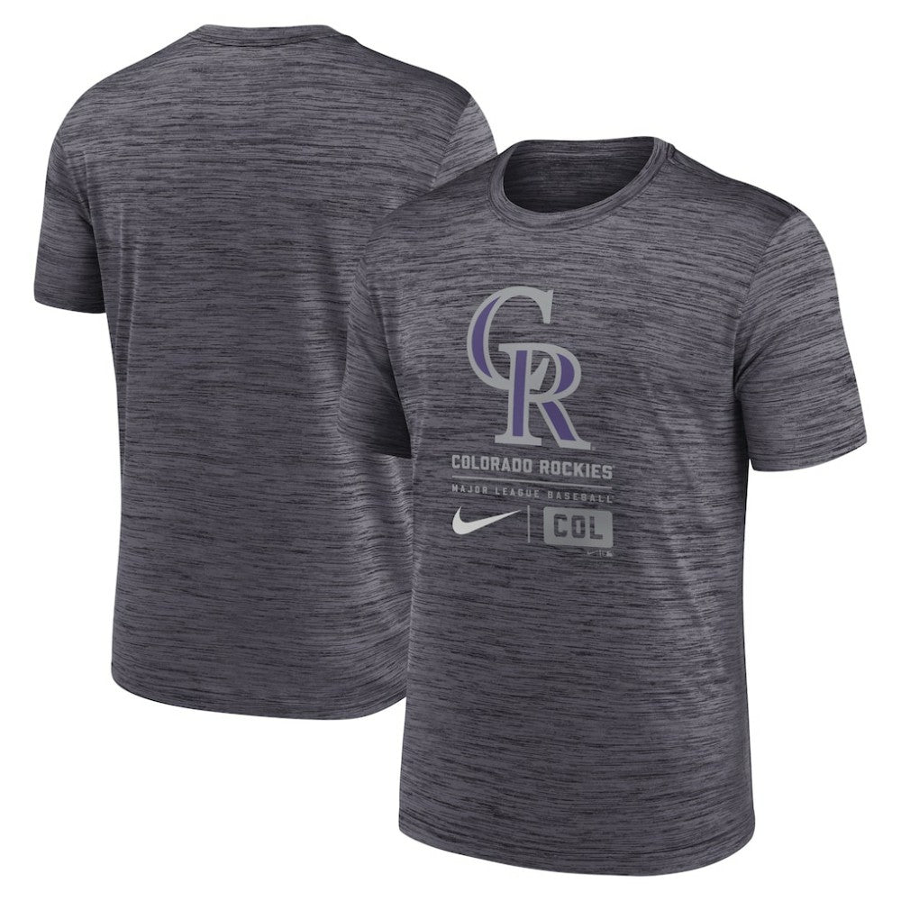 Colorado Rockies Large Logo Velocity T-Shirt Black