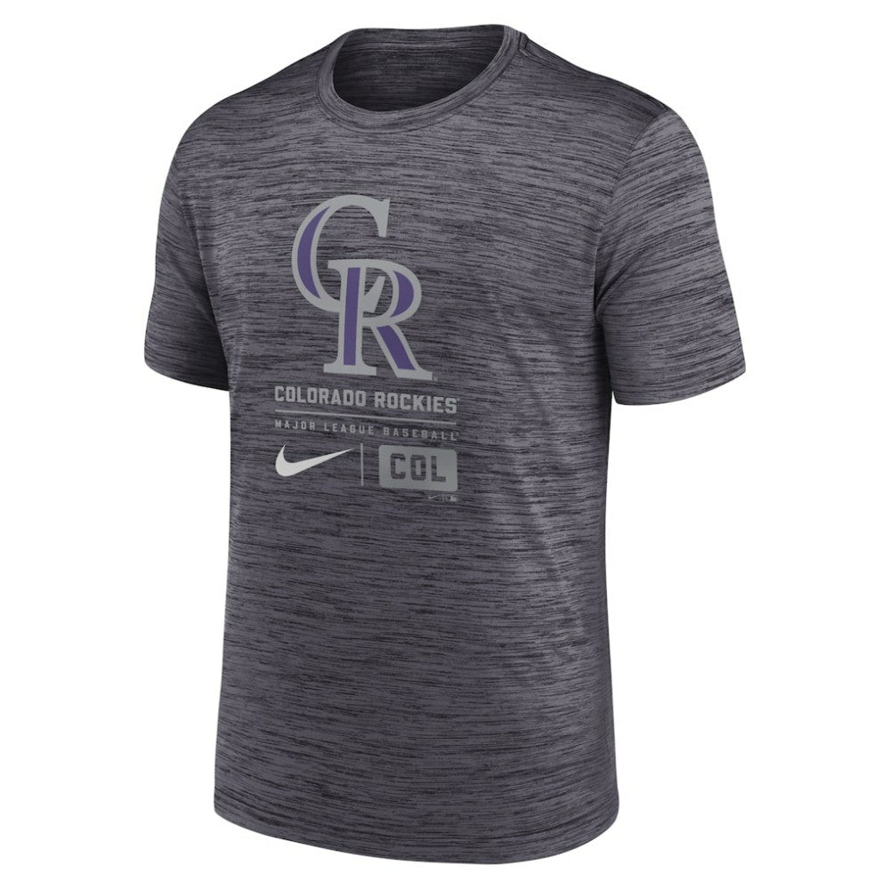 Colorado Rockies Large Logo Velocity T-Shirt Black