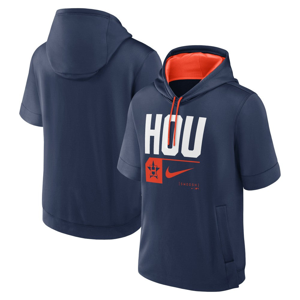 Houston Astros Tri Code Lockup Short Sleeve Pullover Hoodie Navy