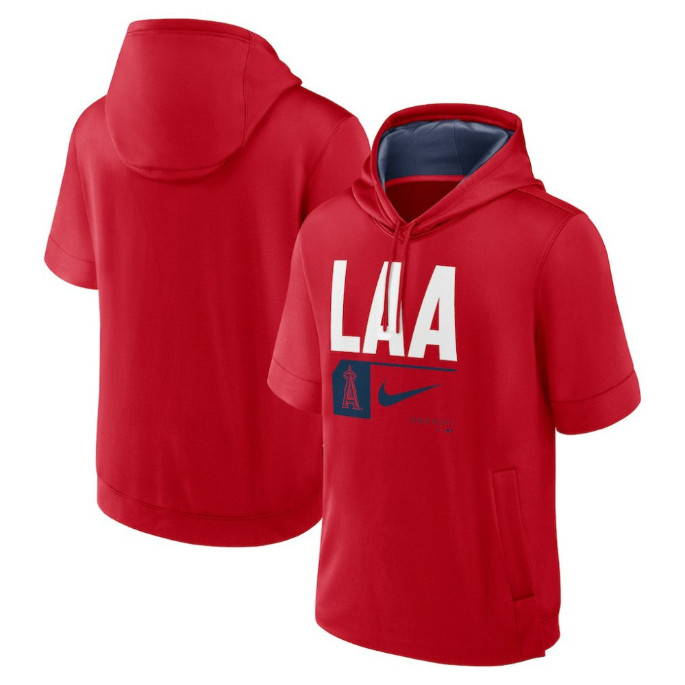 Los Angeles Angels Tri Code Lockup Short Sleeve Pullover Hoodie Red