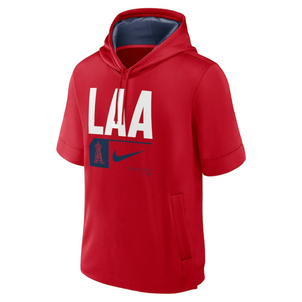 Los Angeles Angels Tri Code Lockup Short Sleeve Pullover Hoodie Red