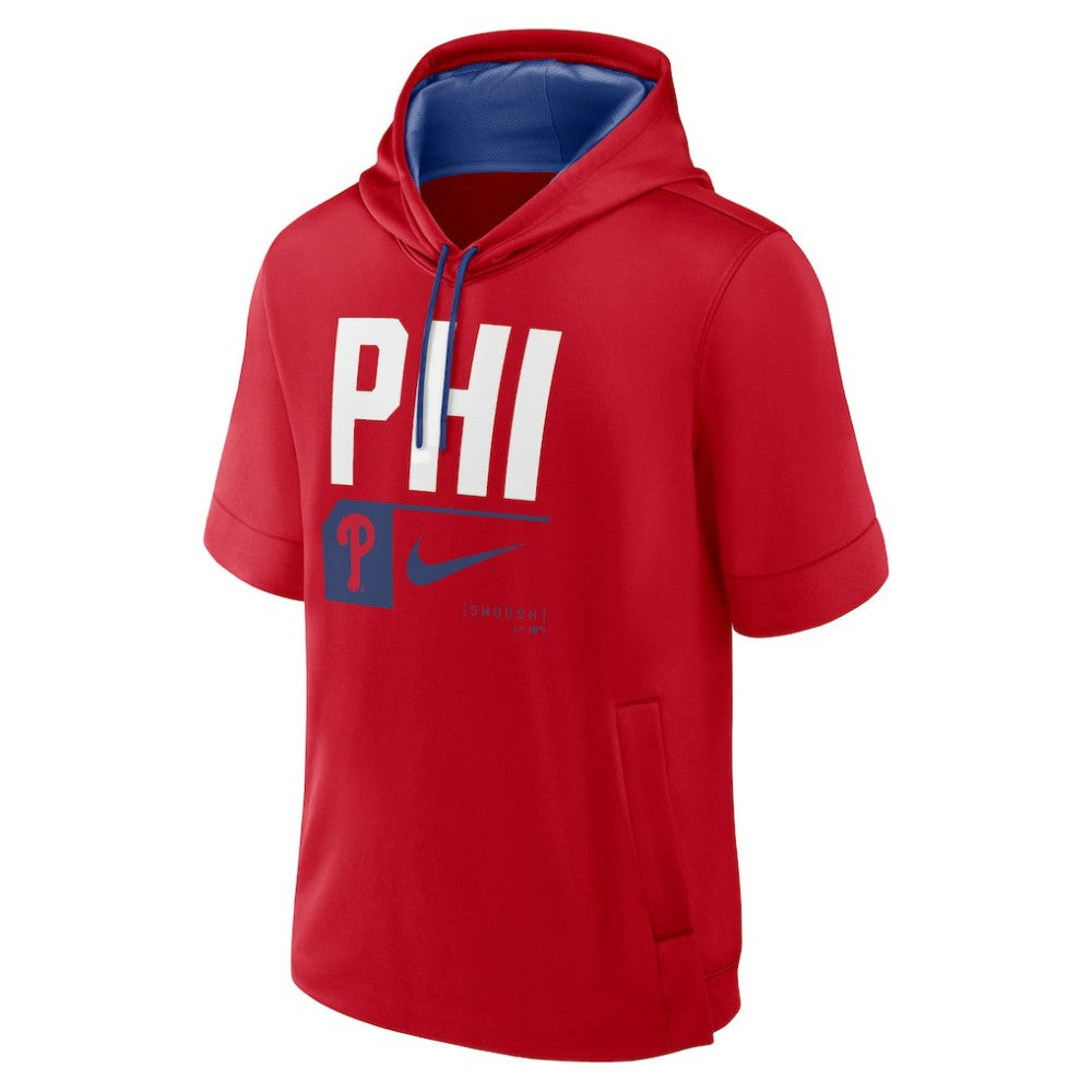 Philadelphia Phillies Tri Code Lockup Short Sleeve Pullover Hoodie Red